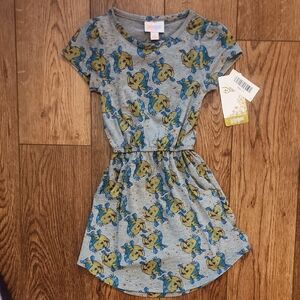 LuLaRoe Kids Gray Dress with Littler Mermaid Cartoon Print